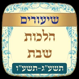 שיעורים הלכות שבת תשע"ג - תשע"ו